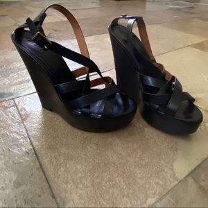 BURBERRY Black Wedge Platform Sandals EU39